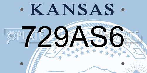 729AS6 Kansas License Plate