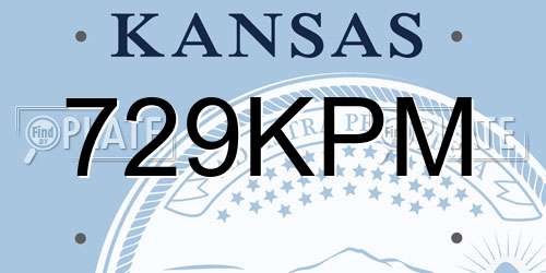 729KPM Kansas License Plate