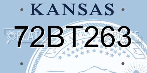 72BT263 Kansas License Plate