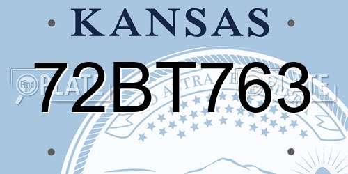 72BT763 Kansas License Plate