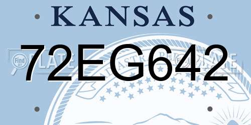 72EG642 Kansas License Plate