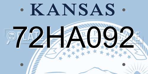 72HA092 Kansas License Plate