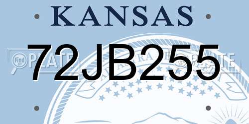 72JB255 Kansas License Plate