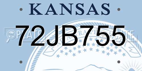 72JB755 Kansas License Plate