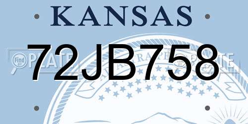 72JB758 Kansas License Plate