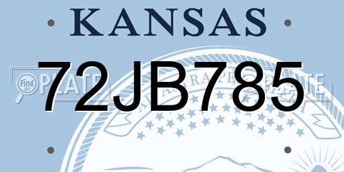 72JB785 Kansas License Plate