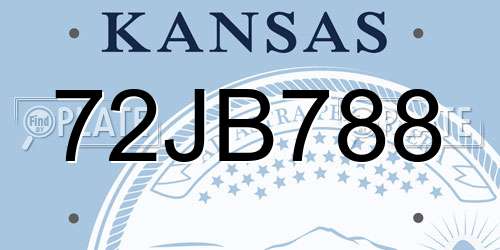 72JB788 Kansas License Plate