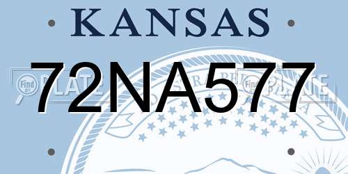 72NA577 Kansas License Plate
