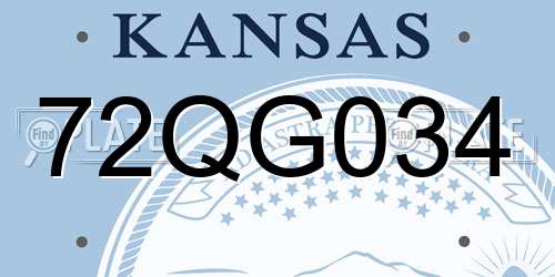72QG034 Kansas License Plate