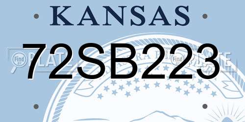 72SB223 Kansas License Plate