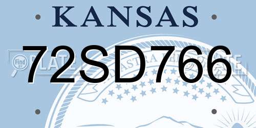 72SD766 Kansas License Plate