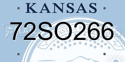 72SO266 Kansas License Plate