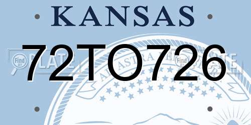 72TO726 Kansas License Plate