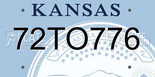 72TO776 Kansas License Plate