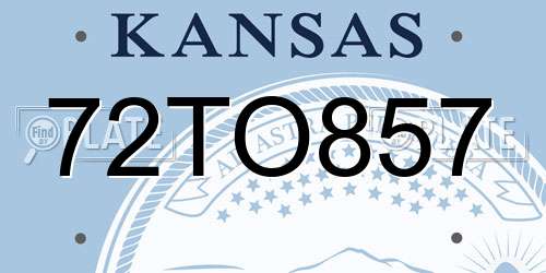 72TO857 Kansas License Plate
