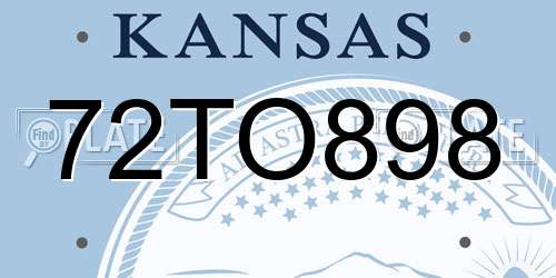 72TO898 Kansas License Plate