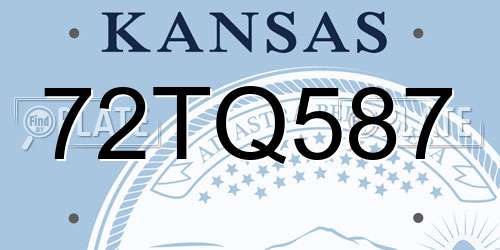 72TQ587 Kansas License Plate