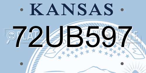 72UB597 Kansas License Plate