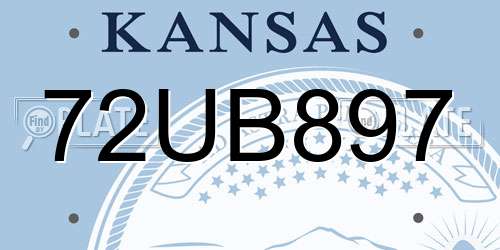 72UB897 Kansas License Plate