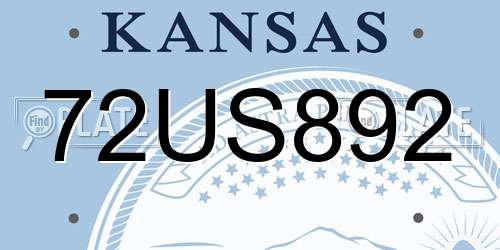 72US892 Kansas License Plate