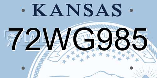 72WG985 Kansas License Plate