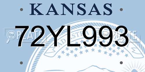 72YL993 Kansas License Plate