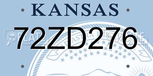 72ZD276 Kansas License Plate