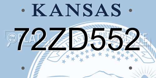 72ZD552 Kansas License Plate