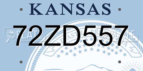 72ZD557 Kansas License Plate