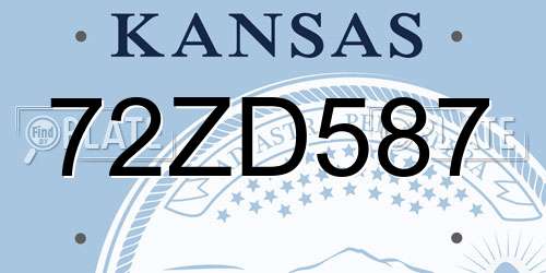 72ZD587 Kansas License Plate