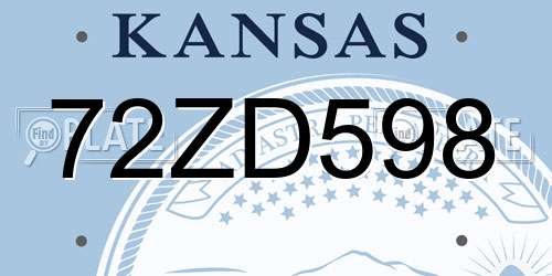 72ZD598 Kansas License Plate