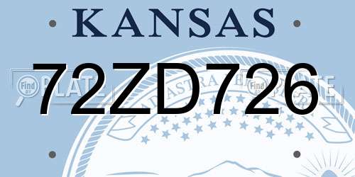 72ZD726 Kansas License Plate