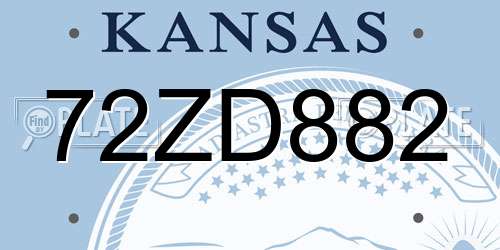 72ZD882 Kansas License Plate