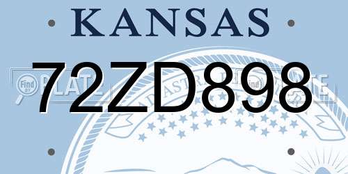 72ZD898 Kansas License Plate