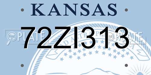72ZI313 Kansas License Plate