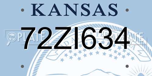 72ZI634 Kansas License Plate