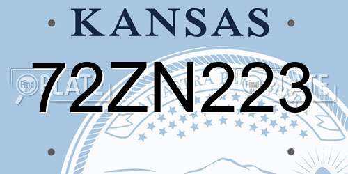 72ZN223 Kansas License Plate