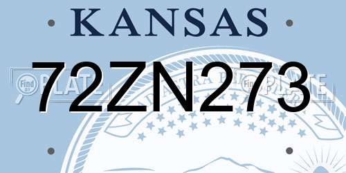 72ZN273 Kansas License Plate