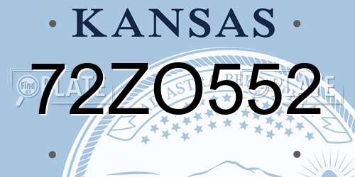 72ZO552 Kansas License Plate