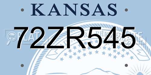 72ZR545 Kansas License Plate