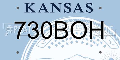 730BOH Kansas License Plate