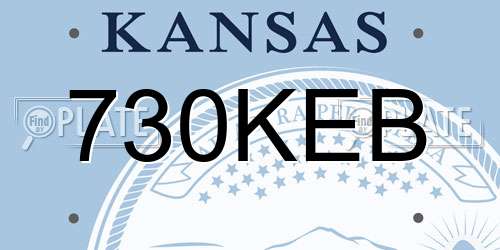 730KEB Kansas License Plate