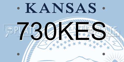 730KES Kansas License Plate