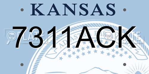 7311ACK Kansas License Plate