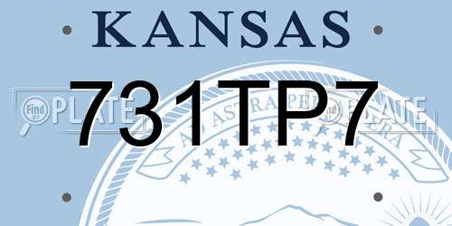 731TP7 Kansas License Plate