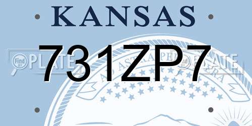 731ZP7 Kansas License Plate