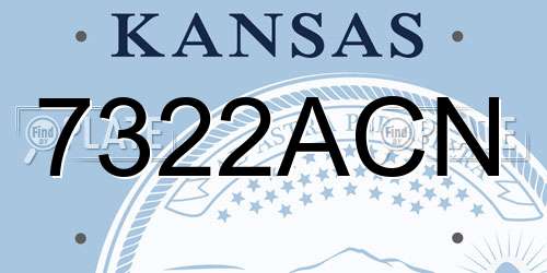 7322ACN Kansas License Plate