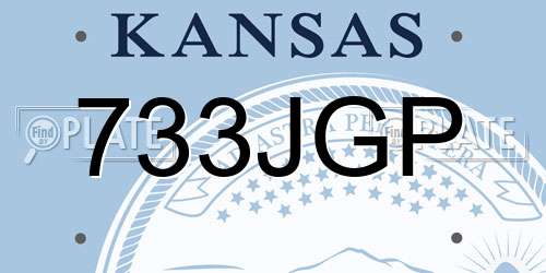 733JGP Kansas License Plate