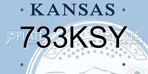 733KSY Kansas License Plate