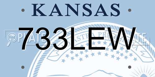 733LEW Kansas License Plate